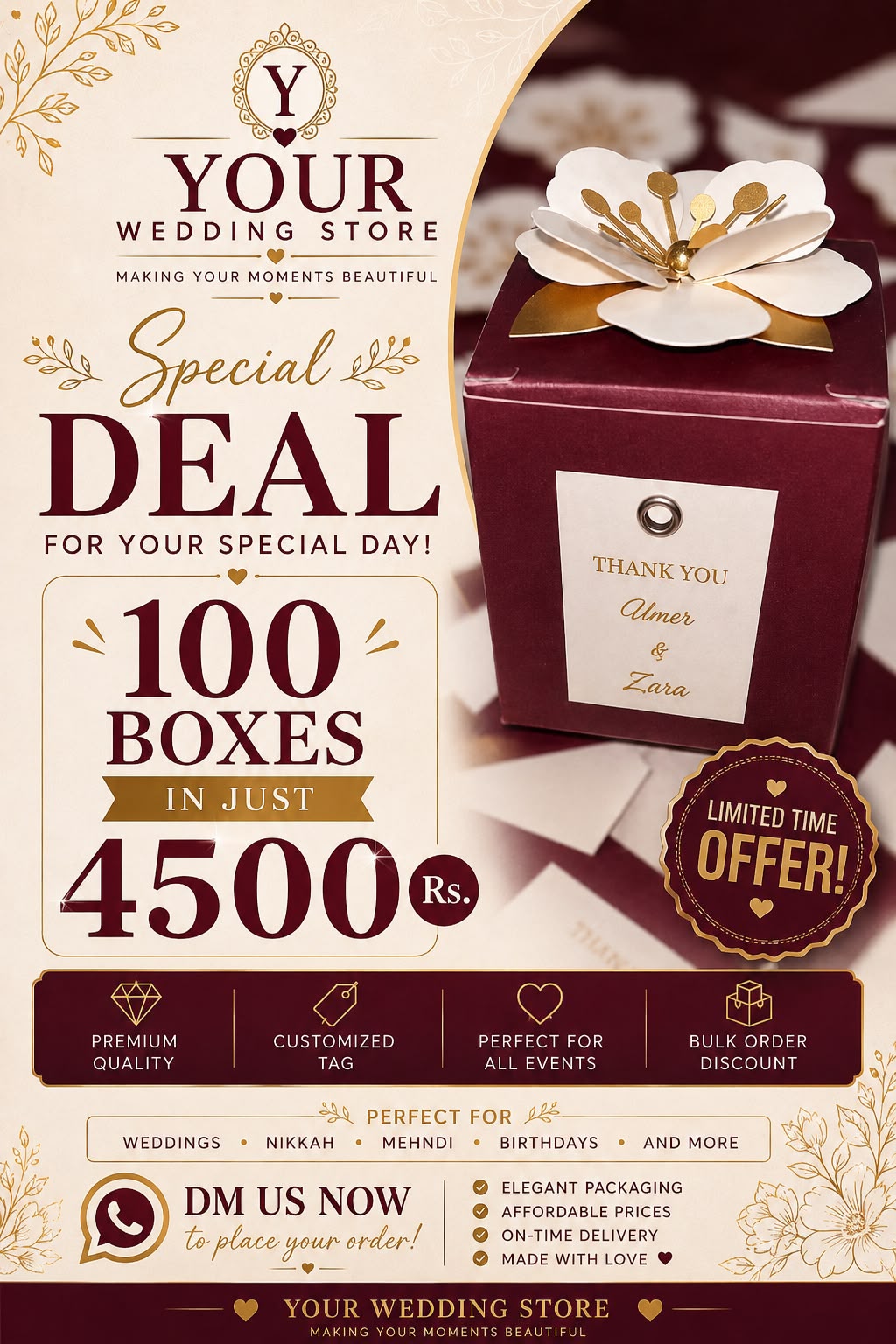 Sweet Boxes Favours Deal of (100Pcs)