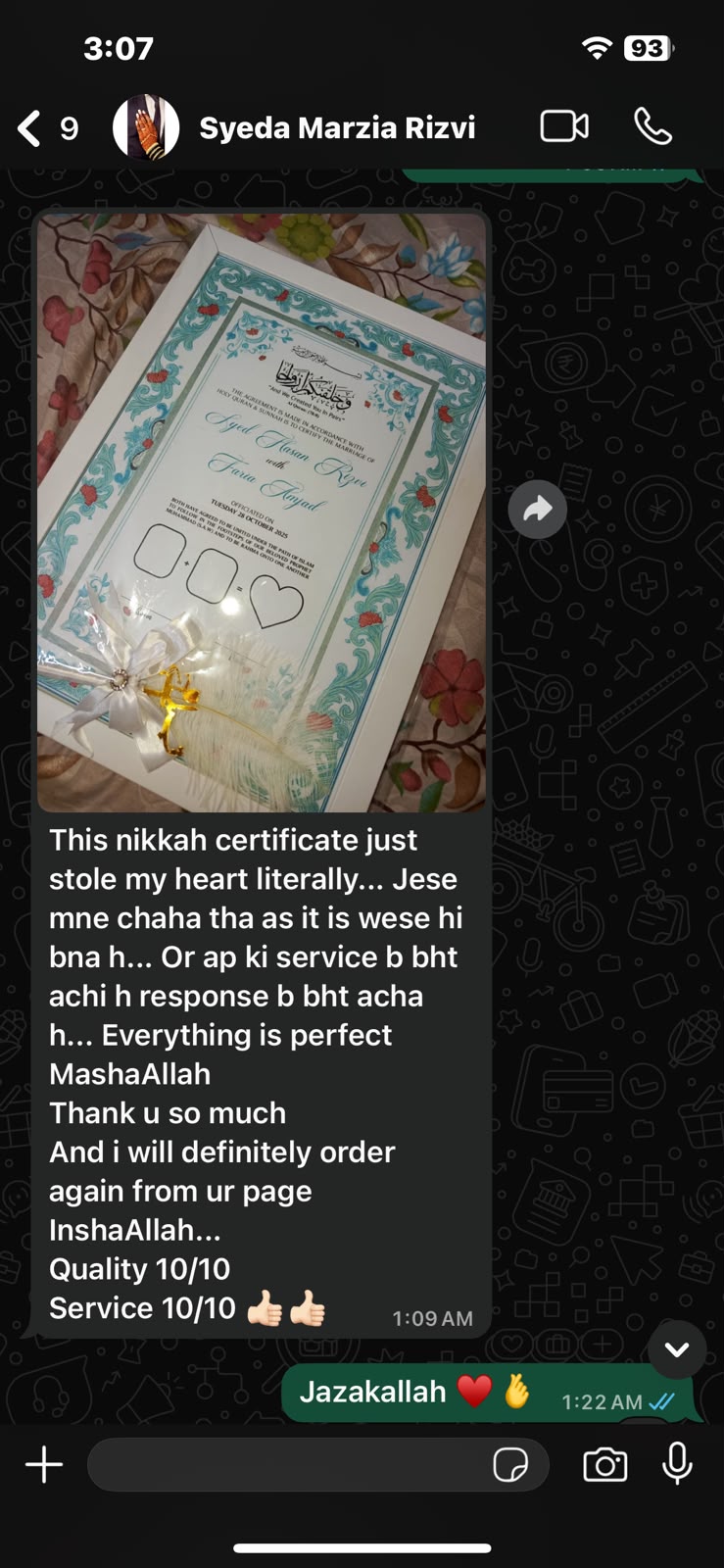 Customer review screenshot