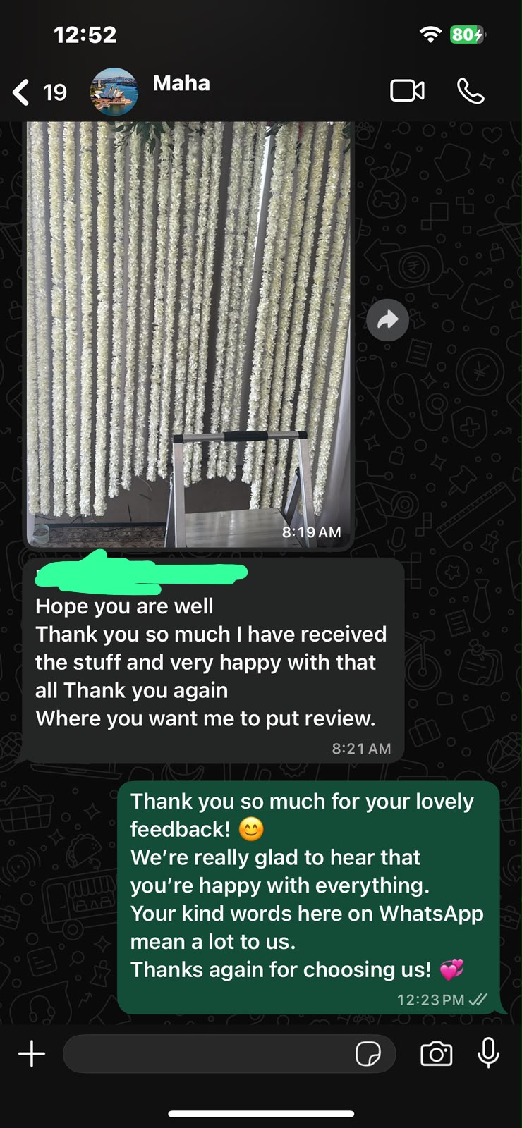 Customer review screenshot