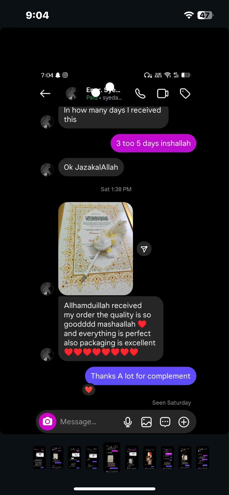 Customer review screenshot